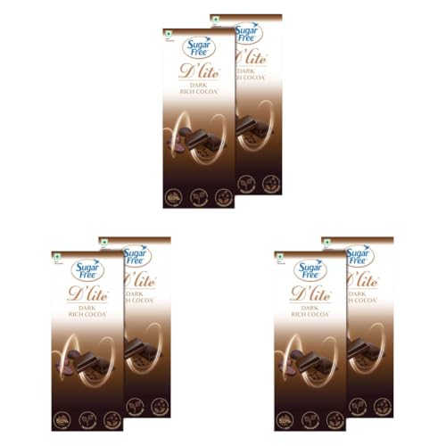 Image of Sugar Free D'lite Rich Cocoa Dark Chocolate Bar, 80 Grams (Pack Of 6)