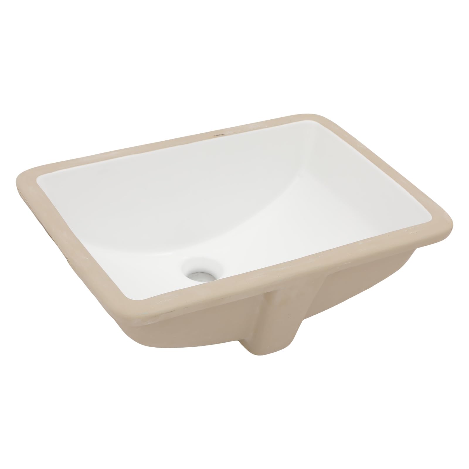 Fregadero de baño de 50 x 35,5 cm, rectangular, color blanco, de porcelana, lavabo, lavabo de cerámica blanca con desbordamiento