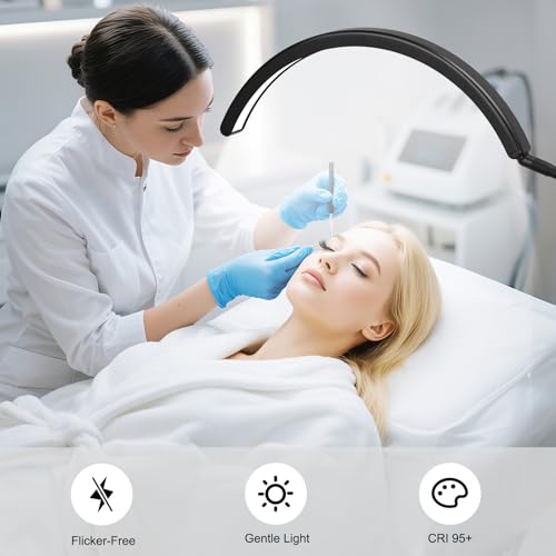 Image of Half Moon LED Floor Light - Professional Shadow-Free, Touch Control Dimmable Lamp | for Lash Techs, Estheticians & Tattoo Artists | Eyelash Extensions, Nail Art, Home & Office
