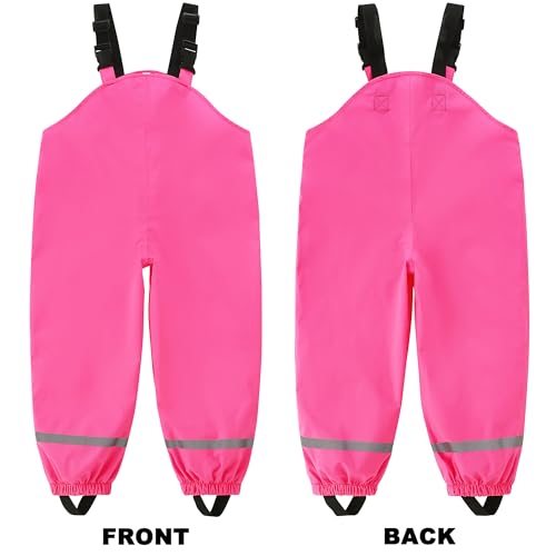 Image of Fewlby Kids Rain Bib Pants, Toddlers Waterproof Suspender Dirty Proof Rain Wear for Boys and Girls