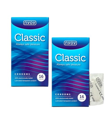 Nyoy Classic Condones 2x16 uds – Preservativos Transparentes Lubricados – Protección Confiable y Comodidad Total