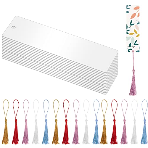 15 Pcs Acrylic Bookmarks Clear Blank Bookmarks Kits With Colorful Tassels Bulk Rectangle Bookmarks Craft Resin Bookmark For Diy Projects Hanging Tag Present Tags Price Tags #TOP16