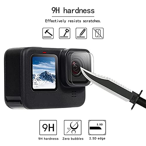 Zlmc [11Pcs] Screen Protector For Gopro Hero 11 10 9, Compatible With Gopro Hero 11 10 9 Black, 9Pcs Tempered Glass Screen Protector + 2Pcs Rubber Lens Cover, Gopro Hero 11 10 9 Black Accessory Kit #TOP3