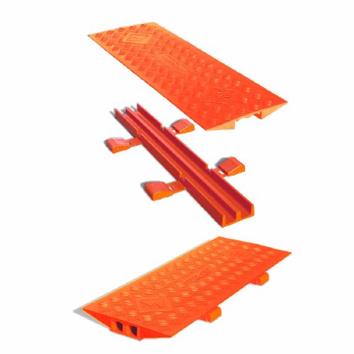 Checkers Cable Bridge Medium Profile Drive Over Cable Protector, Heavy Duty Loads up to 21,000 Pounds, Polyurethane Construction, Improved Traction and Stability, Orange, CL2X150-5GD-O