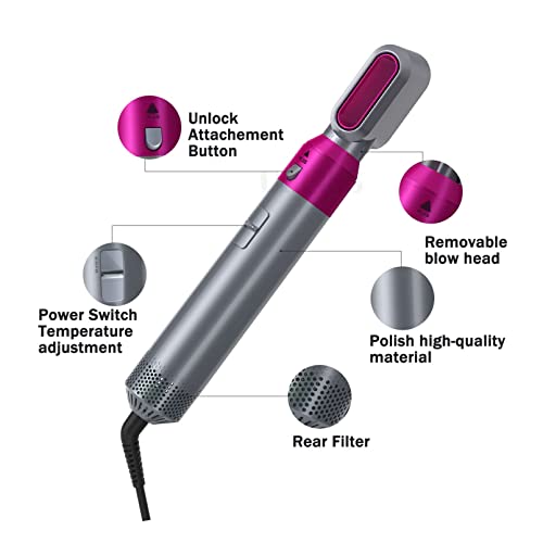 Foto von Föhnbürste, Heißluftbürsten-Kombination 5-In-1- Heißluft-Haarstyler-Werkzeuge, Warmluftbürste Zum Trocknen, Volumengeben, Glätten, Locken, 5-In-1Negativ Ionen Haartrockner Für Frauen Geschenk