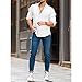 Maiyifu-GJ Mens Long Sleeve Solid Color T-Shirts Casual Cotton Buttons Down Beach Shirts Plain Roll-Up Sleeve Summer Blouses (White,XX-Large)