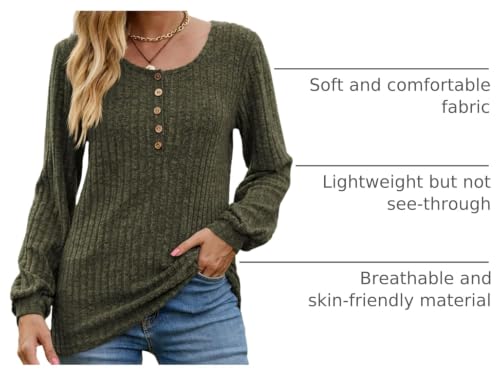 Image of DB MOON Womens Lightweight Sweaters 2026 Long Sleeve Henley Shirt Fall Casual Crewneck Tunic Tops