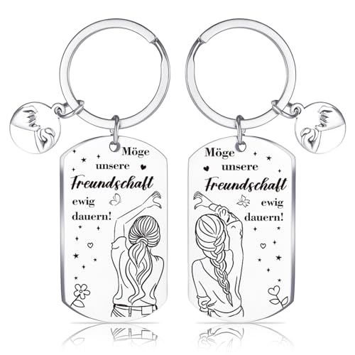 Utensilsto 2 Stück Schlüsselanhänger Beste Freundin Geburtstagsgeschenk Edelstahl Schwester Schlüsselanhänger mit Herz Gravur Freundschaftsgeschenke Geschenkideen Geburtstagsgeschenk für Freundin