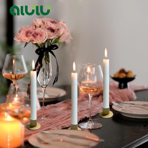 10 Stück Matte Kerzenständer Gold für Stabkerzen (Ø 2,2 cm), Metall Goldene Kerzenhalter für Hochzeit, Party, Weihnachten, Tischdeko und Wohnzimmer