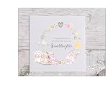 New baby Girl card, Granddaughter card, Congratulations to the new grandparents, Pink baby wreath, New Baby Card Granddaughter.