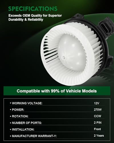 Image of AC Heater Blower Motor 700203 with Fan Cage Replacement for:-Jeep Wrangler 2011-2013 for:-Ford Edge 2007-2014 for:-Honda Accord Cr-V 2007-2011 for:-Chrysler 200 for:-Dodge for:-RAM