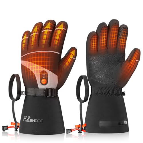 EZshoot Heated Gloves for Men Women, 7.4V Rechargeable Electric Hand Warmers with 3000mAh Battery, Waterproof Touchscreen Winter Work Ski Gloves for Motorcycle Hunting