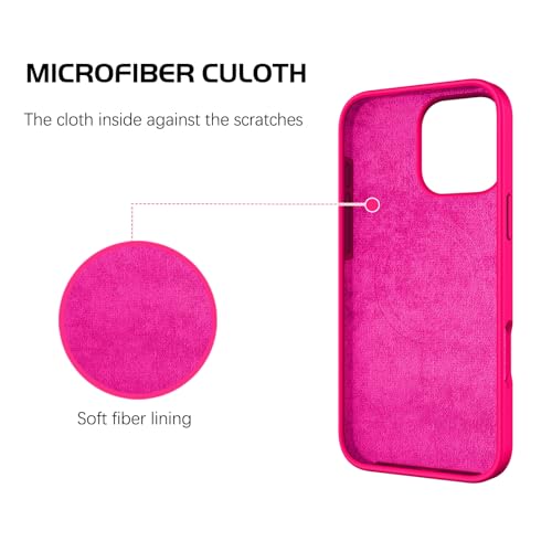 DOMAVER Case for iPhone 16 Pro 6.3'' Case Smooth Liquid Silicone Soft Gel Rubber Microfiber Lining Cushion Cover Shockproof Protective Phone Cases Compatible with iPhone 16 Pro - Hot Pink by DOMAVER - Image 5
