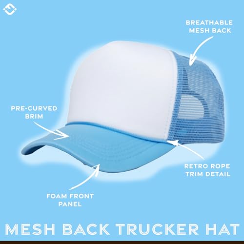 Image of Funky Junque Foam Trucker Hat, Trucker Hats for Women & Men - Blank Adjustable Snapback Mesh Back Baseball Cap