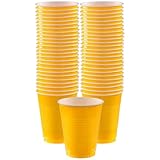 amscan Disposable Plastic Cups - 18 oz. | Yellow | 50 Pcs.