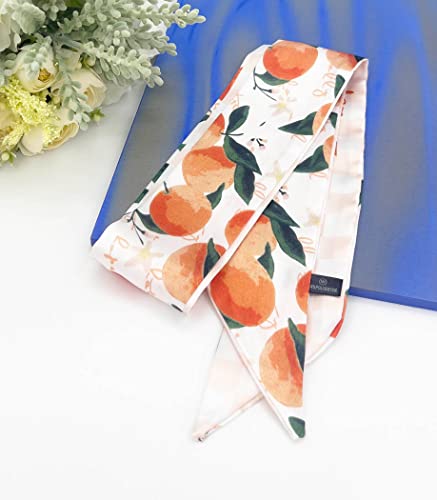 Mengmeng Angel Stylish Fruit Print Skinny Scarf Hair Tie Ribbon Purse Scarf For Handbags Satin Head Scarf For Women #TOP5