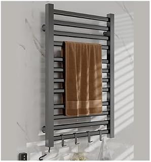 Electric Heated Towel Rack with Removable Hook, Towel Warmer Rack Plugin, Towel Rail for Bathroom Wall Mounted, One White, Plug In Right