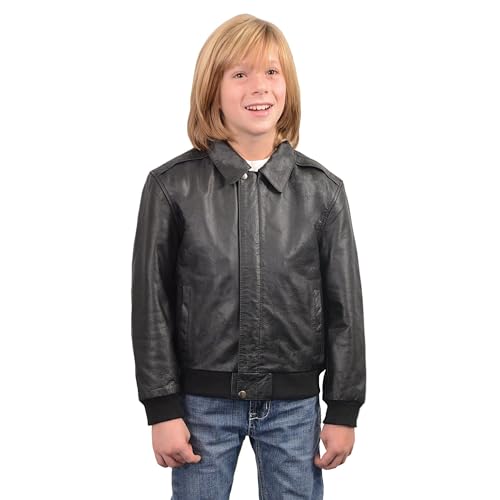 Milwaukee Leather LKK1930 Youth Size Black Leather Bomber Jacket4