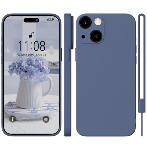 WXX Funda de silicona para iPhone 15, funda para iPhone 15, fina, fina, con microfibra, resistente a los arañazos, protección completa para iPhone 15 de 6,1 pulgadas, gris lavanda