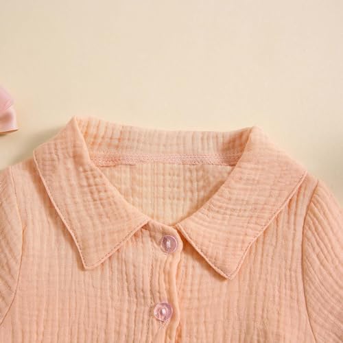 Conjunto de 2 peças de roupas para bebês meninas, manga curta, botões + shorts com babados, 2 peças,