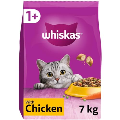 7kg Whiskas 1+ Adult Complete Dry Cat Food Chicken Bulk Pack Cat Biscuits