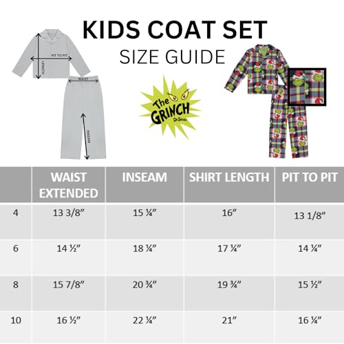 Dr. Seuss Pijama The Grinch de 2 peças combinando – Pijama aconchegante de Natal para crianças peque