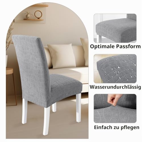 Ystyle Stretch Stuhlhussen 4er Set, Stuhlbezug Elastischer, Hellgrau – Ansicht 6