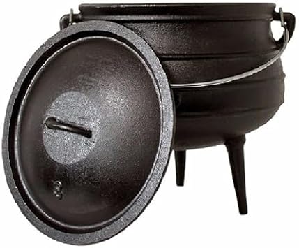 Pre-Seasoned Cast Iron Cauldron 3 Legs for Even Heat Distribution - Cast Iron Pot, 8L Premium Camping Dutch oven Cookware for over-the-fire Cooking