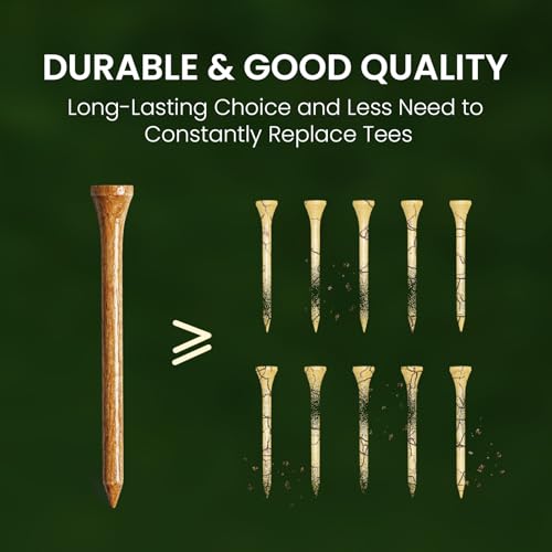 FINGER TEN Golf Tees Western Birch Wood Value 100 Pack 1 1/2 2 3/4 3 1/4 Inch, Durable Stable Tees Smooth Surface, Long Lasting for Men Women Golfers (Tan Color, 3 1/4 Inch) by FINGER TEN - Used condition - Image 4