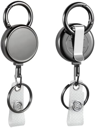 2 Pack Heavy Duty Badge Reel, FadyRaye All Metal Retractable Badg...