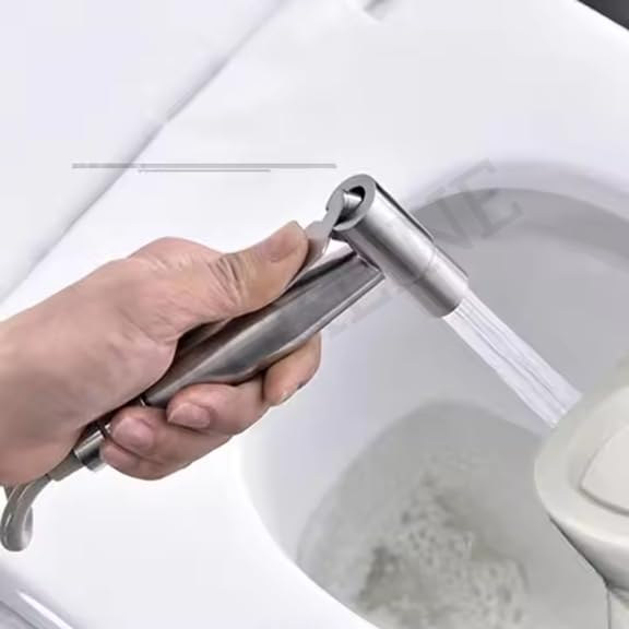 Image of Backline Jet Spray for Toilet Stainless Steel 304 Heavy Grade | Health Faucet Without Hose Pipe and Wall Hook | Bathroom Bidet Spray Jet Spray for Toilets, 1pc Gun Only (Brushed Finish)