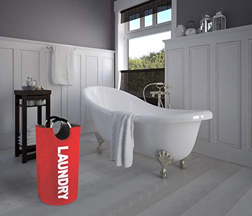 Neatkeep Large Laundry Bags For Heavy-Duty Use With Aluminum Handles, Collapsible Fabric Laundry Basket, Foldable Clothes Bag, (Available In 6 Colors) (Red) #TOP6