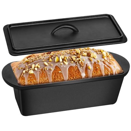 TAIMIKO Cast Iron Bread Loaf Pan with Lid,- Loaf Pan 35x13x12cm Bread Baking Pan for Bulge Top or Flat Top Breads Toast Baking Tin Oven Safe Even Heat Distribution