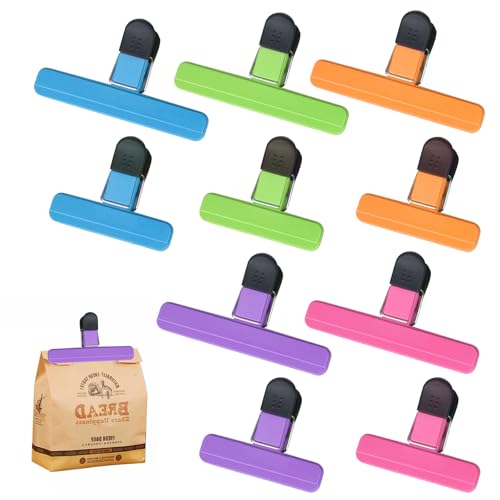Lot de 10 clips de fermeture pour sacs alimentaires en 5 couleurs, clips de fermeture réutilisables pour collations alimentaires et rangement de sacs