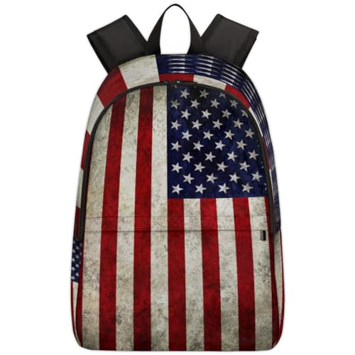 Sac à dos d'école vintage 17,4 L drapeau américain, sac de voyage ordinateur portable
