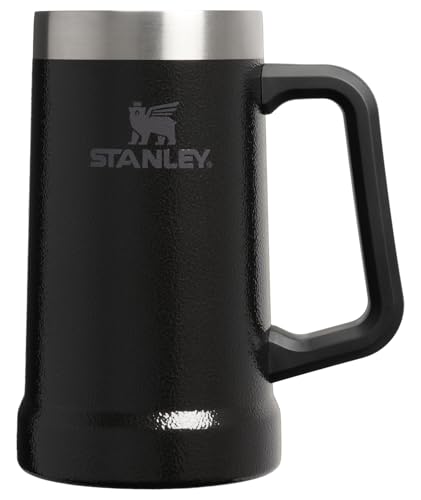 STANLEY Stay-Chill Beer Stein 24 oz | Heavy Duty Big Grip Handle | Beer Tumbler Drink Cup, Holds 2 Cans | Insulated Stainless Steel Party Mug | BPA-Free | Hammertone Black