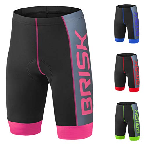 Pantalones de ciclismo de compresión cortos para hombre de Brisk Bike, color Pink Black, tamaño medium