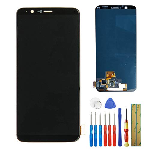 New Amoled Touch Screen Assembly Compatible with OnePlus 5T A5010 Replacement Display Digitizer Black + Adhesive + Tools (No Frame)
