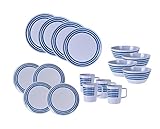 geschirr blau weiß 4x Kaffeetassen ca. 9 x Ø 8 cm | 4x Müslischalen 7 x Ø 15 cm | 4x kleine Kuchenteller Ø 20 cm | 4x große Essteller Ø 25 cm