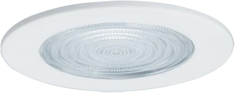 Jesco Lighting TM5507WH 5-Inch Aperture Line Voltage Trim Recessed Light, Fresnel Lens for Shower, White Finish