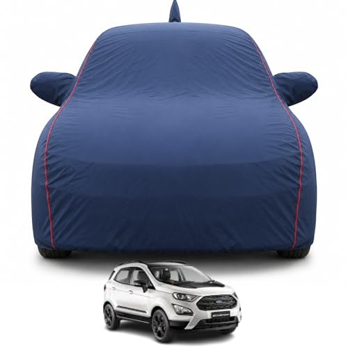 Image of Premium Car Cover for Ford Ecosport (2018-2026) Models | Waterproof, UV & Dust Protection | Mirror & Antenna Pocket | Triple Stitched, Soft Inner Lining, Belt & Buckle (Navy Blue)