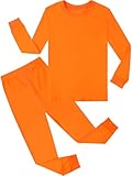 A&J DESIGN Kids Orange Pajamas Boys Long Sleeve Shirt Toddler Girls Solid Color Cotton Pjs 10 Years