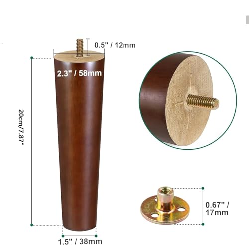 Patas para muebles de madera de 20cm: eleve su sofá y proteja el suelo con almohadillas de goma 3