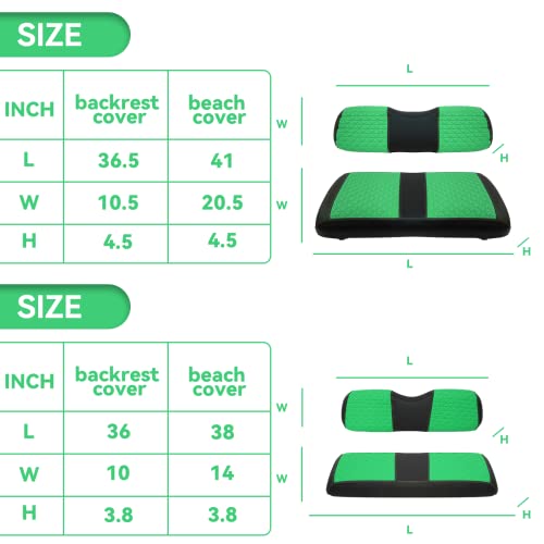 Xuanyudg0769 Golf Golf Cart Seat Covers Front And Rear For Ezgo Txt 1994-2013 Oem Seat Cushion, Adjustable Buckles/No Stapler Required, Green #TOP2
