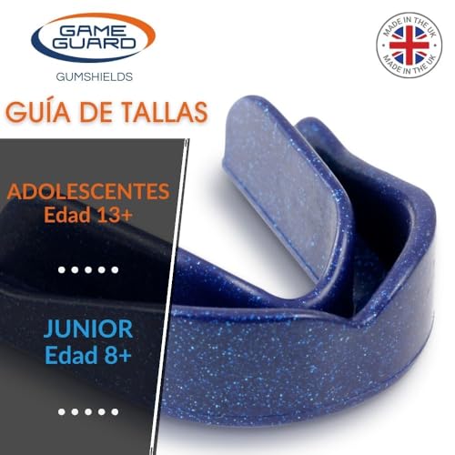 GAME GUARD protector bucal para hervir y morder/protector de encías - protector bucal moldeable/protectores de encías - Mayor/Adulto - Aprobado por CE, deportes escolares, fútbol, rugby (Brillo Azul) - imagen 4