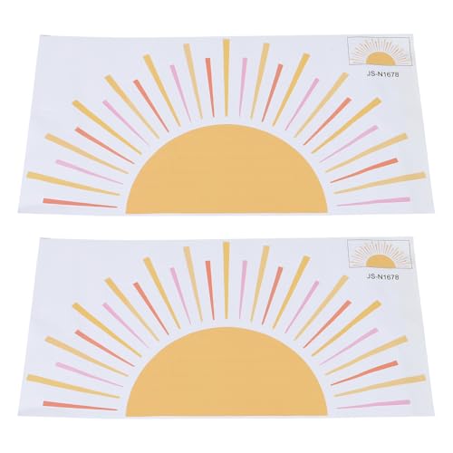 NULYLU 2 Pièces Stickers Muraux Décoratifs Soleil en Pvc Autocollants Faciles à Poser pour Chambre et Nursery Style Nordique Pop Artistique