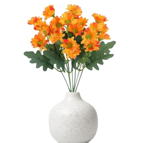 Ranley Crisantemos artificiales al atardecer – Flores de otoño resistentes a los rayos UV – Hojas de eucalipto impermeables para tumba Halloween Otoño para Jardín Delantero Terraza Puerta de Casa