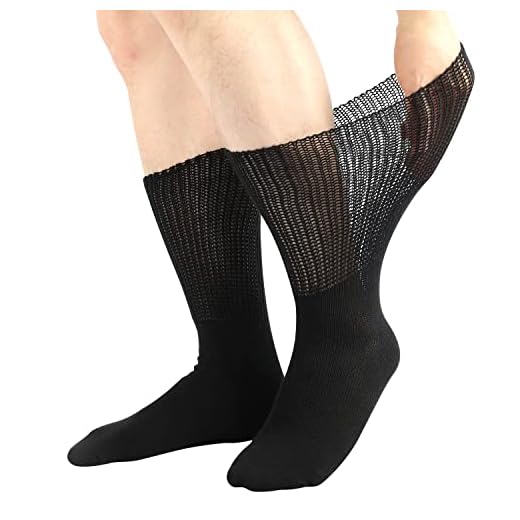 NIIRKIIR Meias para diabéticos para homens e mulheres, ajuste solto, sem costura, punho sem costura, extra largas, meias de algodão pretas e brancas, Preto, pacote com 4, G