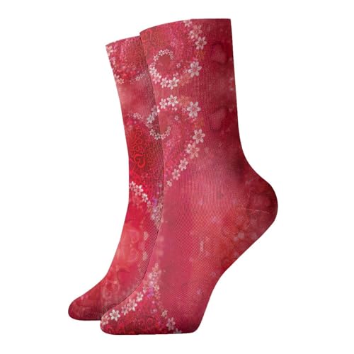 Zcmkjlg Calcetines de cuello redondo gruesos y acogedores, con estampado floral, para hombres y mujeres, uso diario en casa