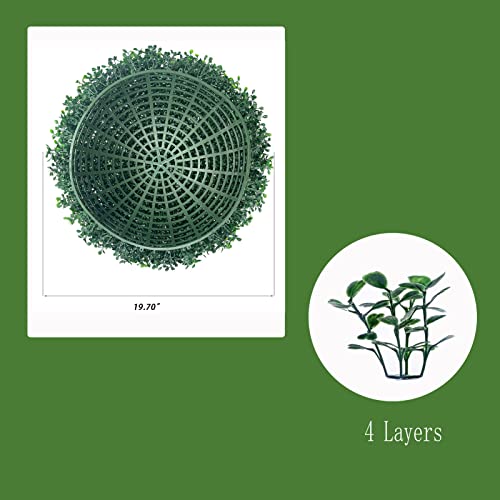 Gilaree 2 Pcs 19.7" 4 Layers Artificial Boxwood Topiary Balls, Fake Bushes Boxwood Balls Outdoor Set Of 2, Garden Spheres Plant For Backyard,Balcony,Garden, Wedding And Home Décor #TOP1